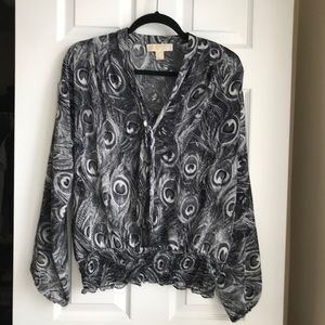 Michael Kors black peacock blouse. Size M